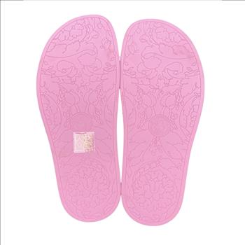 VERSACE PINK PALAZZO POOL SLIDES WITH MEDUSA PLAQUE