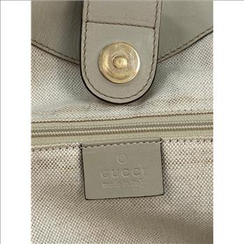 GUCCI MONOGRAM SUKEY TOTE BAG IN OFF WHITE LEATHER TRIM AND CANVAS