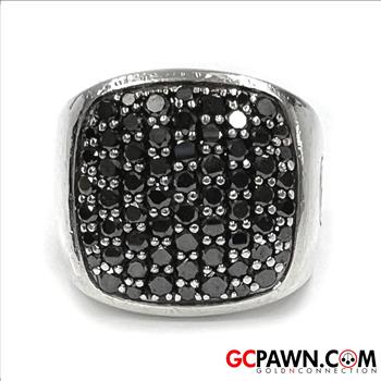 DAVID YURMAN SILVER AND BLACK DIAMOND RING