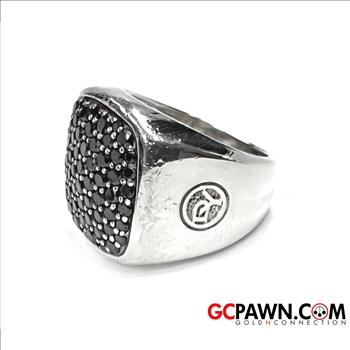 DAVID YURMAN SILVER AND BLACK DIAMOND RING
