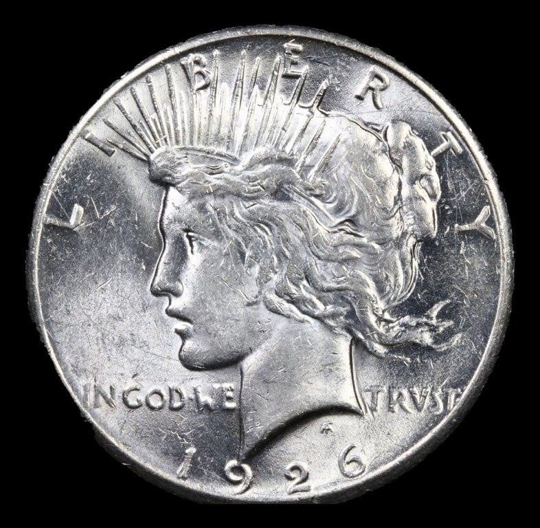 1926 Peace Dollar $1 - Select Brilliant Uncirculated - Pretty Coin! Greysheet (Wholesale Price) in MS63 is $125.00.  Reserve is 32% lower than that price!