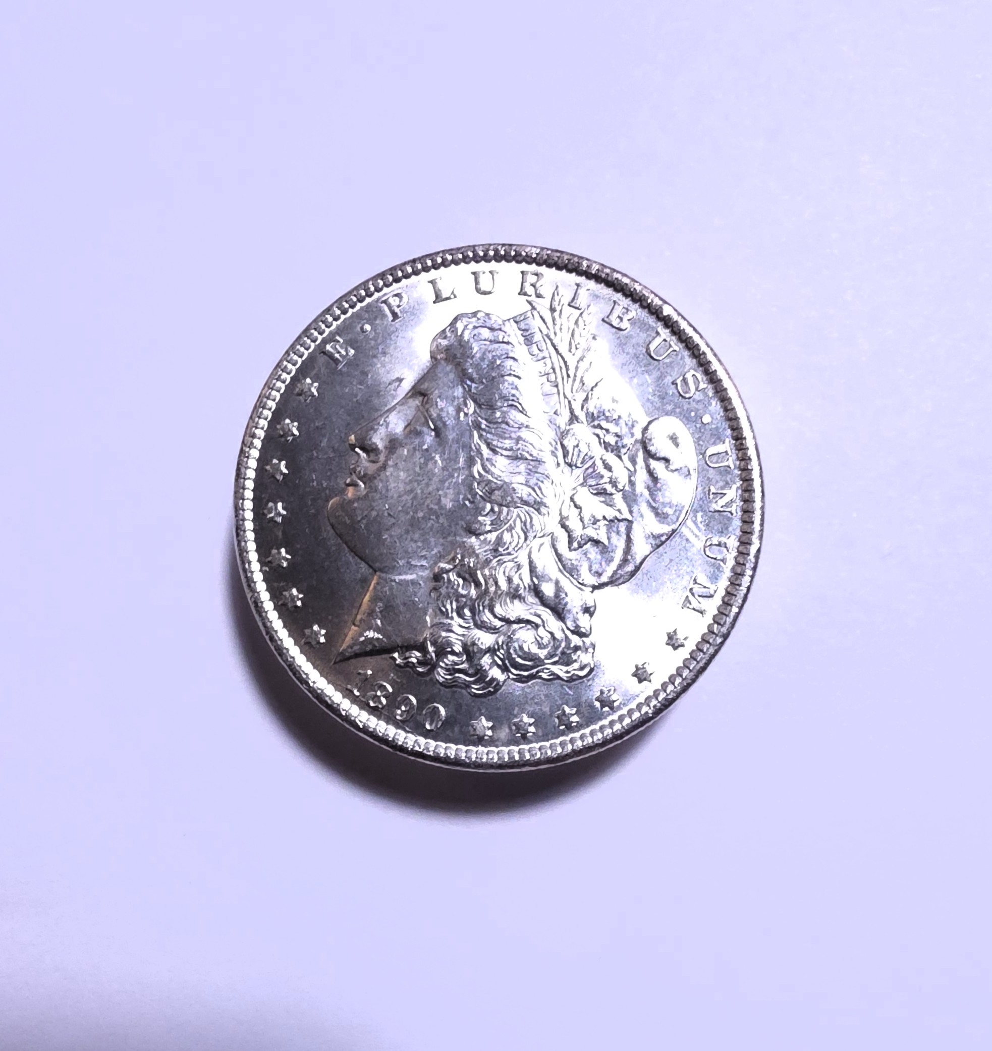 1890-P Morgan Silver Dollar - Select Brilliant Uncirculated - Die Break on Obverse - 102