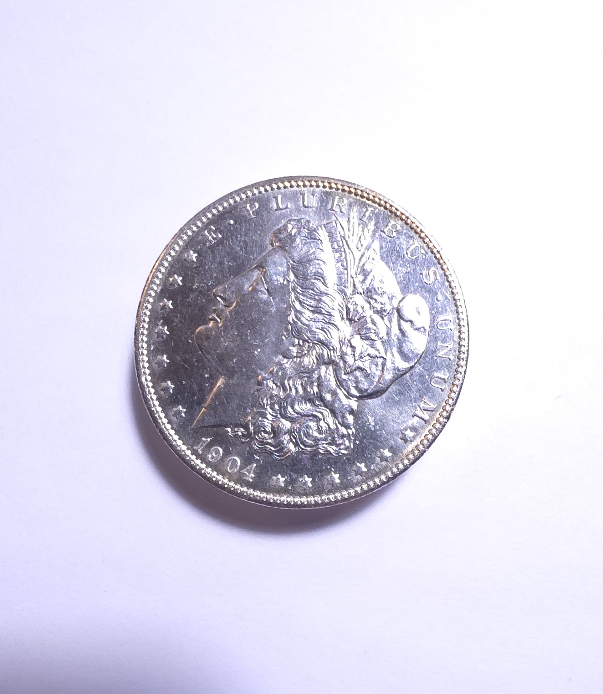 1904-O Morgan Silver Dollar - Select Brilliant Uncirculated - Obverse PL Die Breaks on Reverse - 101
