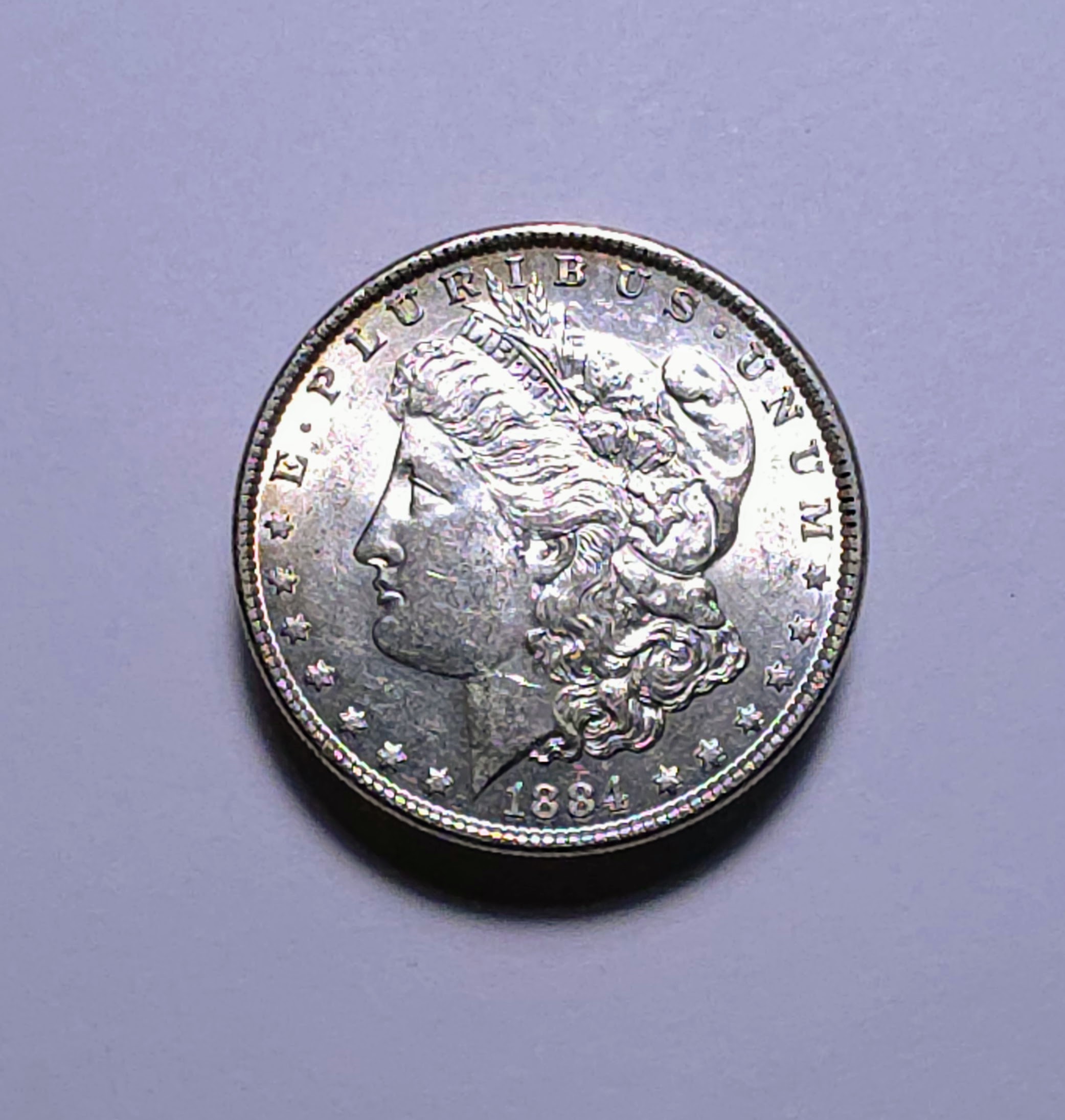 1884-P Morgan Silver Dollar - Brilliant Uncirculated - DIE BREAKS ON OBVERSE & REVERSE - HAA88