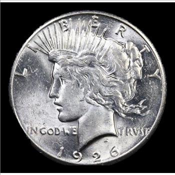1926 Peace Dollar $1 - Select Brilliant Uncirculated - Pretty Coin! Greysheet (Wholesale Price) in MS63 is $125.00.  Reserve is 32% lower than that price!
