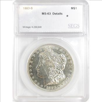 1883-S Morgan Dollar $1 - SEGS MS63 Details - Key Date