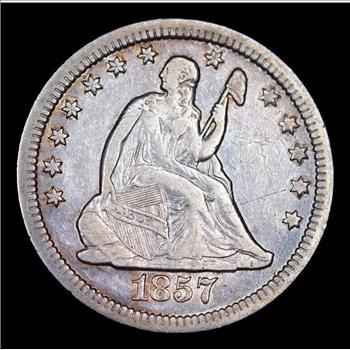 1857-O Liberty Seated Quarter 25c - Extra Fine Condition XF