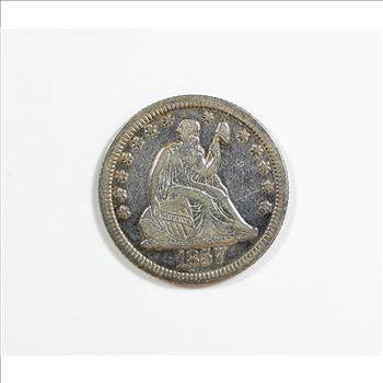1857-O Liberty Seated Quarter 25c - Extra Fine Condition XF