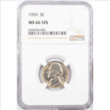 1959 Jefferson Nickel 5c - NGC MS66 5FS - FULL STEPS!! NGC Price Guide $400.00!!