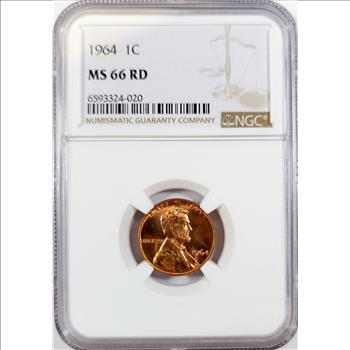 1964 Lincoln Memorial Cent 1c - NGC MS66 RD RED - NGC PRICE GUIDE $30.00