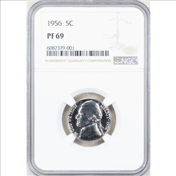 1956 Proof Jefferson Nickel 5c - NGC PR69 - NGC Price Guide $155.00