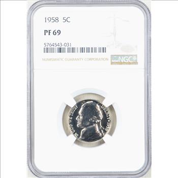 1958 Proof Jefferson Nickel 5c - NGC PR69 - NGC Price Guide $110.00