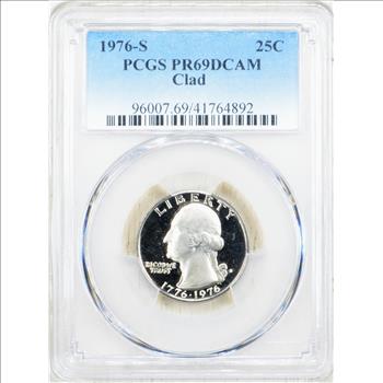 1976-S Washington Quarter 25c - PCGS PR69 DCAM Clad - DEEP CAMEO PROOF - PCGS Price Guide $35.00