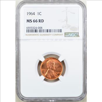 1964 Lincoln Memorial Cent 1c - NGC MS66 RD RED - NGC PRICE GUIDE $30.00