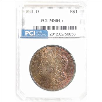 1921-D Morgan Dollar $1 - PCI MS64+ Greysheet (Wholesale Price) is $425.00 - Reserve is 68% lower than that price!