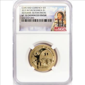 2015-W $1 Sacagawea Mohawk Ironworkers Dollar NGC SP70 Enhanced Finish - NGC Price Guide $110.00