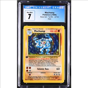 1999 Pokemon MACHAMP #8 - Base Set 1st Edition HOLO RARE - CGC 7