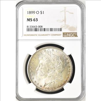 1899-O Morgan Dollar $1 - NGC MS63 - NGC Price Guide $110.00 - Beautiful Toning!! Freshly Graded!!