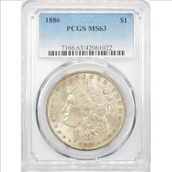 1886 Morgan Silver Dollar $1 - PCGS MS63 - Beautiful Coin!