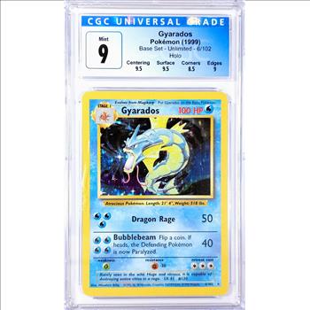Pokemon Gyarados Base Set Unlimited HOLO # 6 - CGC MINT 9 (with subgrades!) - RARE!