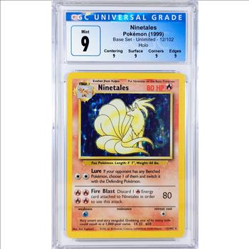 Pokemon Ninetales Base Set Unlimited HOLO # 12 - CGC MINT 9 (with subgrades!) - RARE!