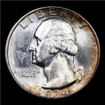 1934-D Washington Quarter Heavy Motto 25c - SEGS MS64 - Absolutely Beautiful!