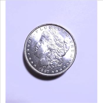 1887-P Morgan Silver Dollar - Select Brilliant Uncirculated - Die Breaks on Reverse -  443