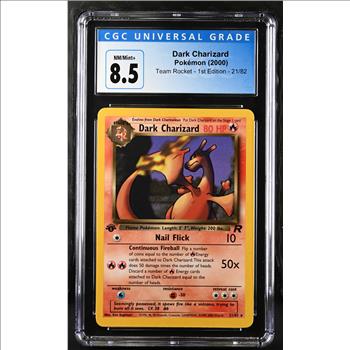 2000 Pokemon Dark Charizard #21 - Team Rocket - 1st Edition - CGC Mint 8.5