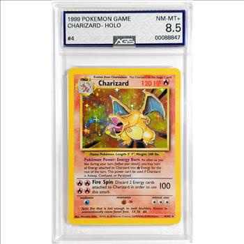 1999 Pokemon CHARIZARD #4 - Original Base Set - HOLO Rare - AGS 8.5