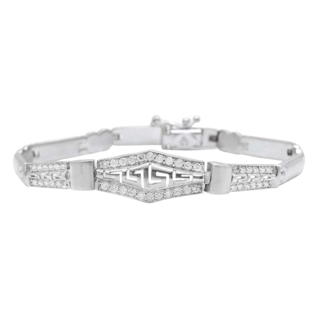 Stunning Natural Diamond 14K Solid White Gold Bracelet