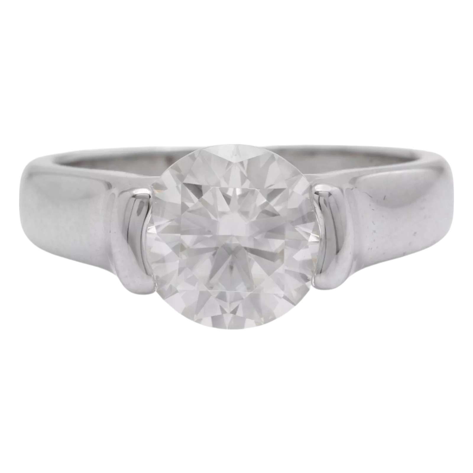 3.00Ct Natural Moissanite Ring in 18k gold over 925 Sterling Silver