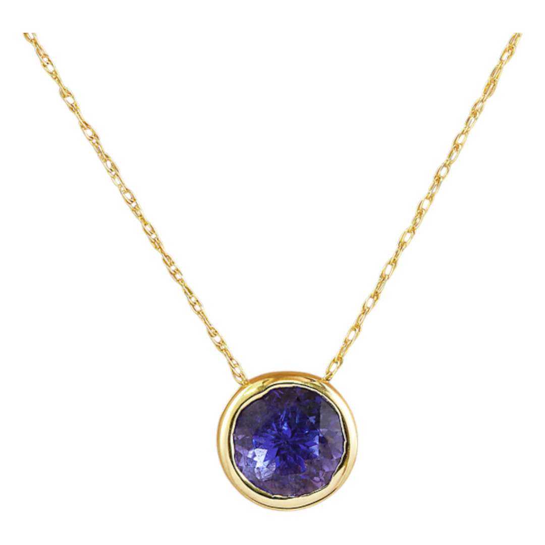 1.50 Carat Tanzanite 14K Yellow Gold Necklace