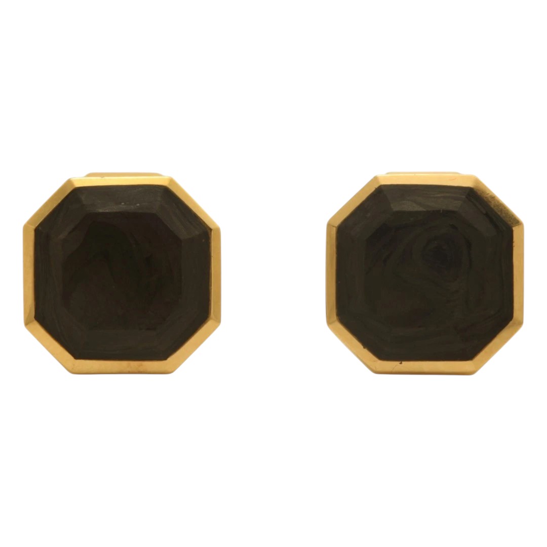 DAVID YURMAN  Authentic 18K Yellow Gold and Forged Carbon Cufflinks