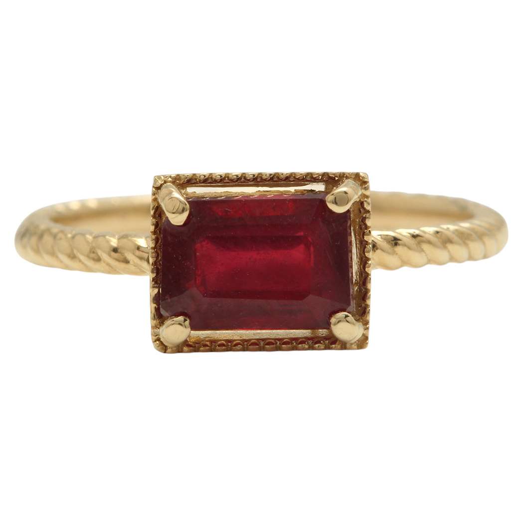 Exquisite Natural Ruby 14K Solid Yellow Gold Ring  