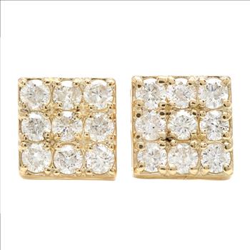 1.15 Carat Natural Diamond 14K Solid Yellow Gold  Earrings