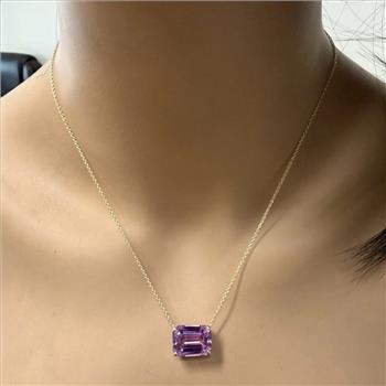 14.00Ct Natural Kunzite 14K Solid Yellow Gold Necklace