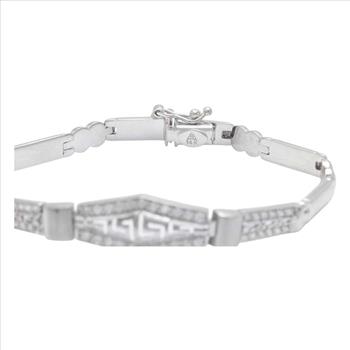 Stunning Natural Diamond 14K Solid White Gold Bracelet