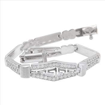 Stunning Natural Diamond 14K Solid White Gold Bracelet
