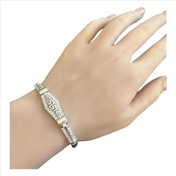 Stunning Natural Diamond 14K Solid White Gold Bracelet