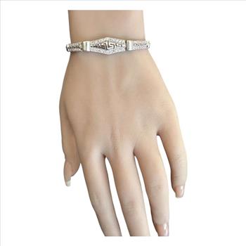 Stunning Natural Diamond 14K Solid White Gold Bracelet