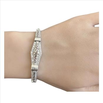 Stunning Natural Diamond 14K Solid White Gold Bracelet