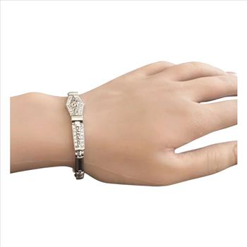 Stunning Natural Diamond 14K Solid White Gold Bracelet
