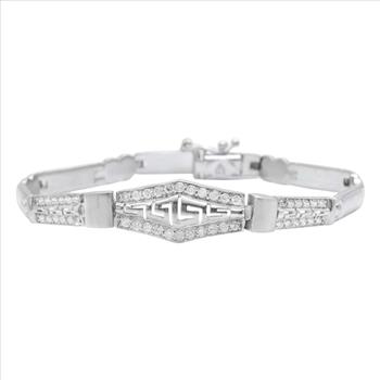Stunning Natural Diamond 14K Solid White Gold Bracelet