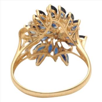 Estate 3.00 Carats Exquisite Natural Blue Sapphire and Diamond 14K Solid Yellow Gold Ring