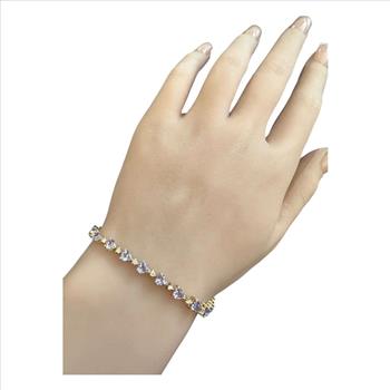 Very Impressive Natural Tanzanite & Diamond 14K Solid White Gold Bracelet 