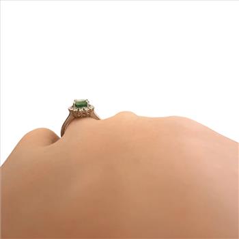 1.70 Carats Exquisite Emerald and Diamond 14K Solid White Gold Ring