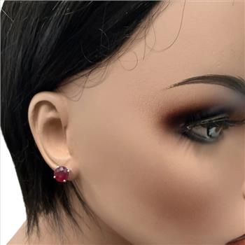 6.00 Carats Natural Ruby 14K Solid White Gold Stud Earrings