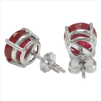 6.00 Carats Natural Ruby 14K Solid White Gold Stud Earrings