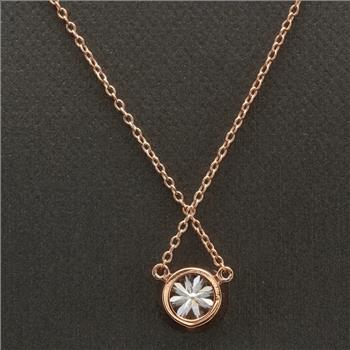 Certified 1.00Ct Natural Moissanite 14K Solid Rose Gold Necklace Pendant