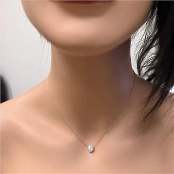 Certified 1.00Ct Natural Moissanite 14K Solid Rose Gold Necklace Pendant
